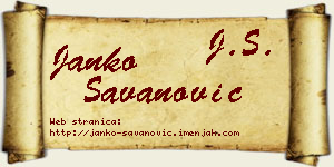 Janko Savanović vizit kartica